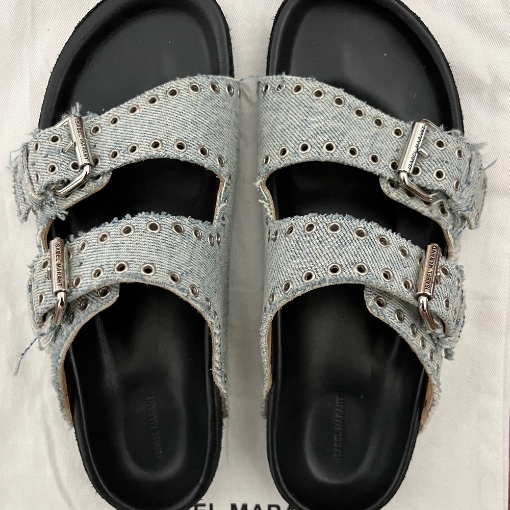 Isabel Marant LENNYO BUCKLE SANDALS Denim